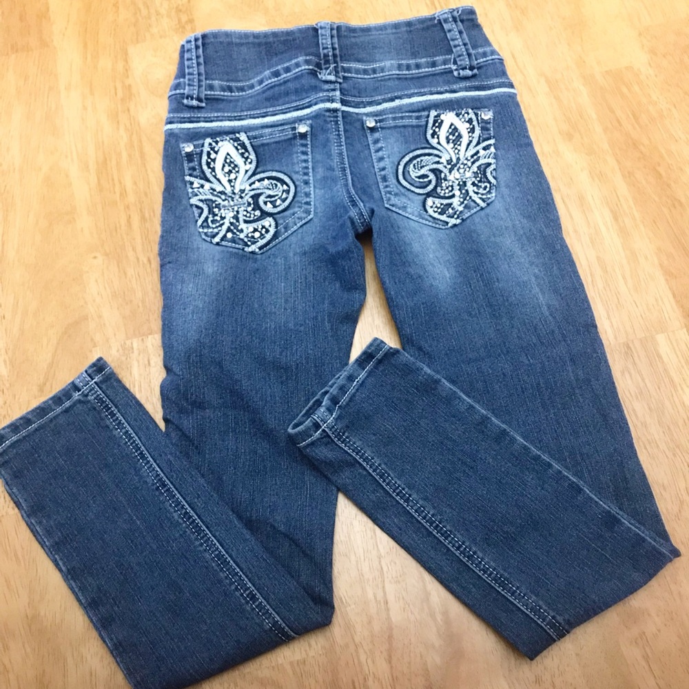 Girls Revolution jeans with embellished pockets